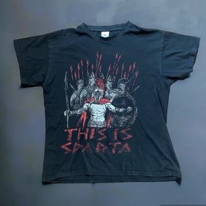 This is Sparta Graphic Tee Shirt Black Red Mens Tshirt Medium